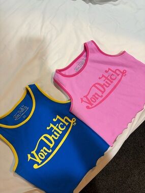 Von Dutch Kids' Pink & Blue Logo Tank Tops - bundle/w2